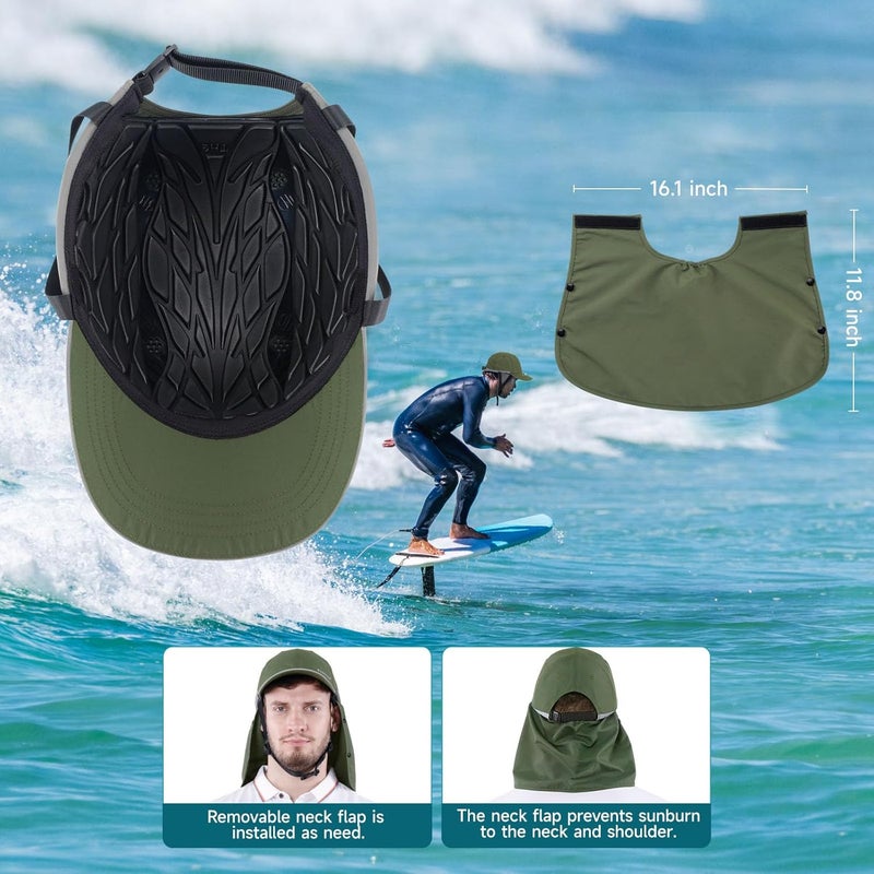 Tontron Wasumer Surf Cap with Hard Shell and Mesh Chin Straps for Surfing, SUP,Kayaking and Watersports - Image 4